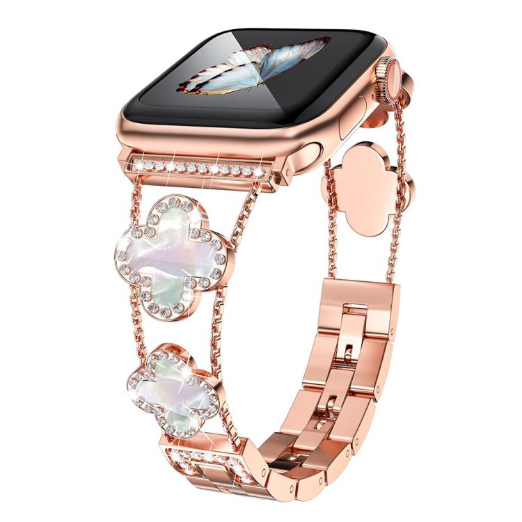 xDfind Four-leaf Clover Diamond Metal Watch Band, For Apple Watch 38 / 40 / 41 / S10 42mm