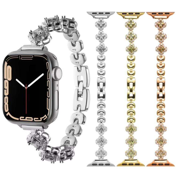 xDfind Four-leaf Clover Diamond Metal Watch Band