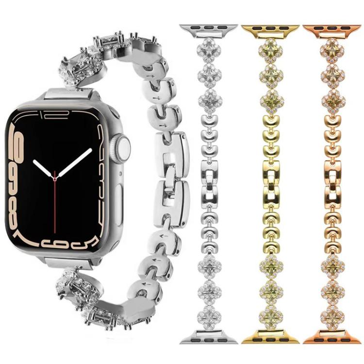 xDfind Four-leaf Clover Diamond Metal Watch Band, For Apple Watch 42 / 44 / 45 / 46 / 49mm