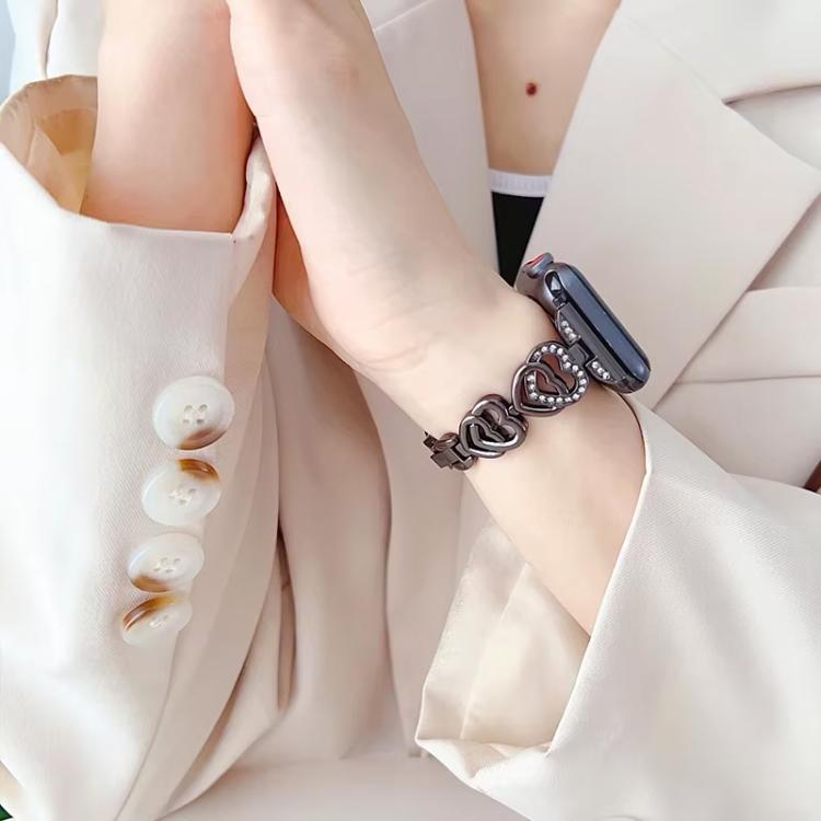 xDfind Double Heart Diamond Metal Watch Band