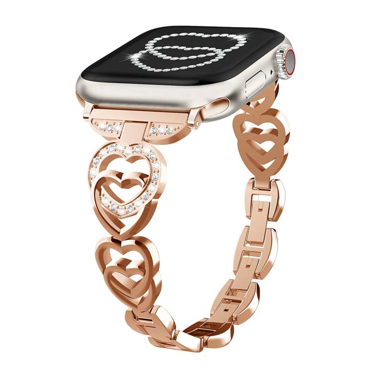 xDfind Double Heart Diamond Metal Watch Band, For Apple Watch 38 / 40 / 41 / S10 42mm