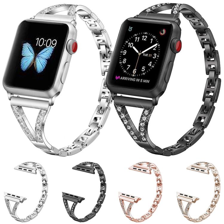 xDfind Herringbone Diamond Stainless Steel Watch Band, For Apple Watch 38 / 40 / 41 / S10 42mm