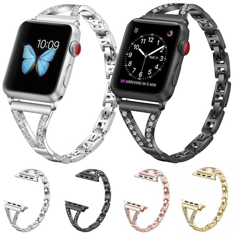 xDfind Herringbone Diamond Stainless Steel Watch Band, For Apple Watch 42 / 44 / 45 / 46 / 49mm