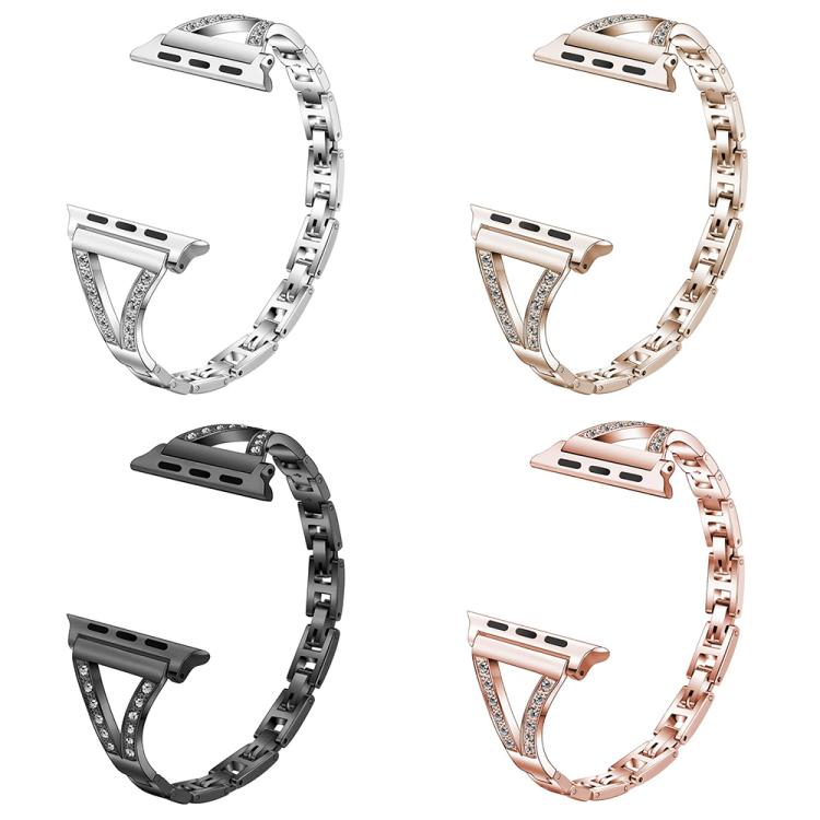 xDfind Herringbone Diamond Stainless Steel Watch Band, For Apple Watch 38 / 40 / 41 / S10 42mm