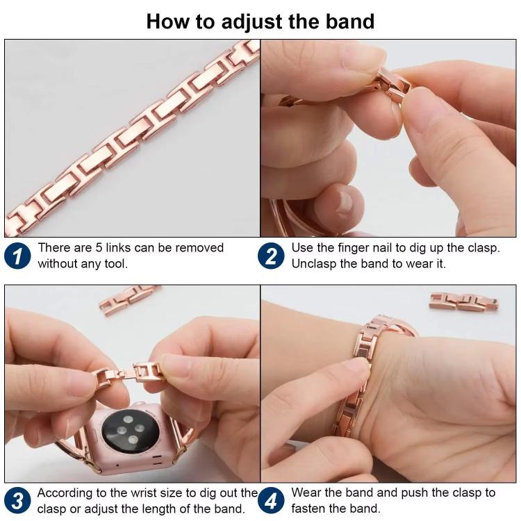 xDfind Herringbone Diamond Stainless Steel Watch Band, For Apple Watch 38 / 40 / 41 / S10 42mm