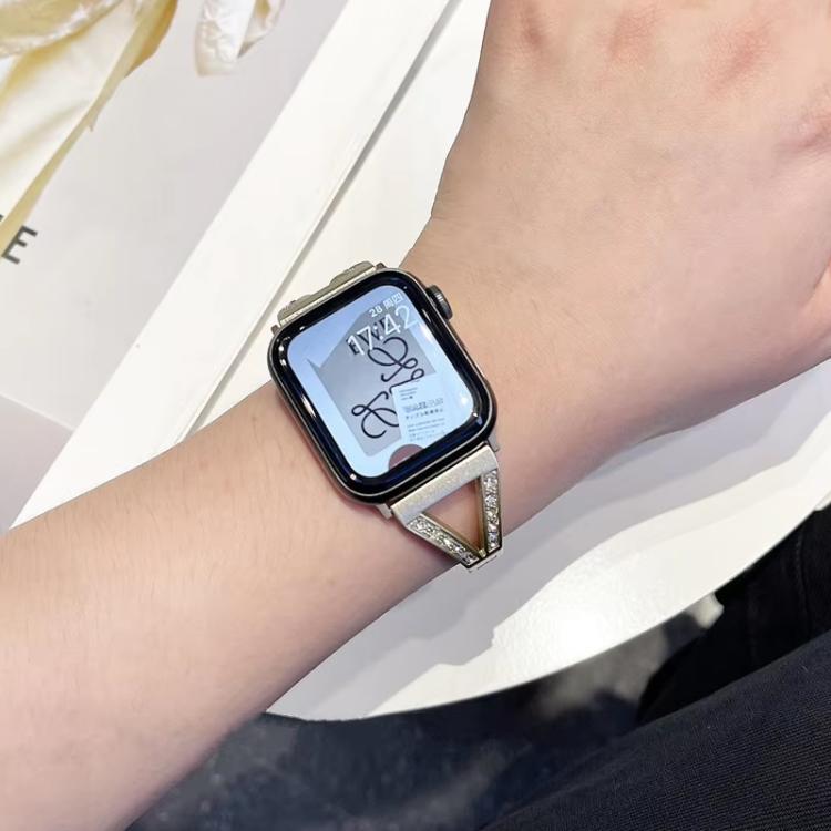 xDfind Herringbone Diamond Stainless Steel Watch Band, For Apple Watch 38 / 40 / 41 / S10 42mm