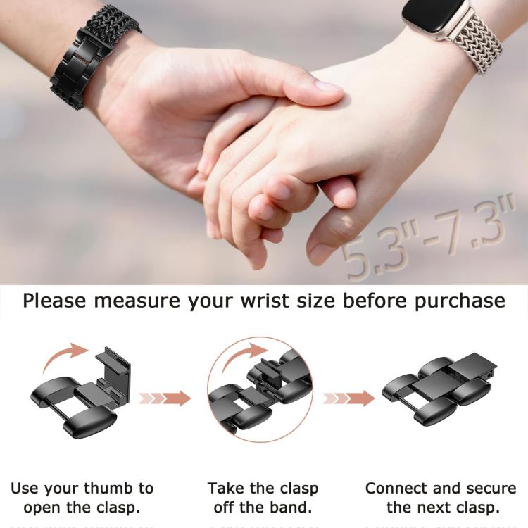 xDfind Herringbone Braided Stainless Steel Watch Band, For Apple Watch 42 / 44 / 45 / 46 / 49mm