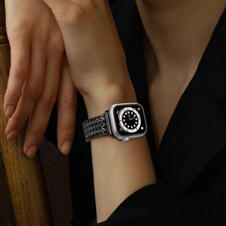 xDfind Herringbone Braided Stainless Steel Watch Band, For Apple Watch 42 / 44 / 45 / 46 / 49mm