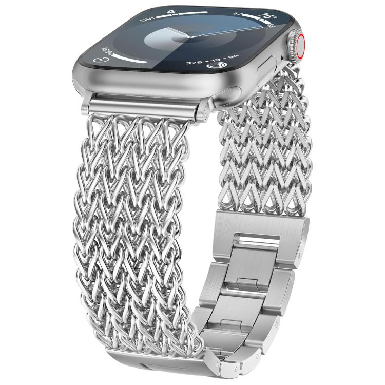 xDfind Herringbone Braided Stainless Steel Watch Band, For Apple Watch 42 / 44 / 45 / 46 / 49mm