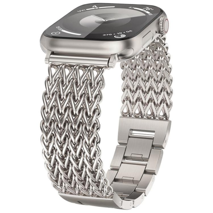 xDfind Herringbone Braided Stainless Steel Watch Band, For Apple Watch 42 / 44 / 45 / 46 / 49mm