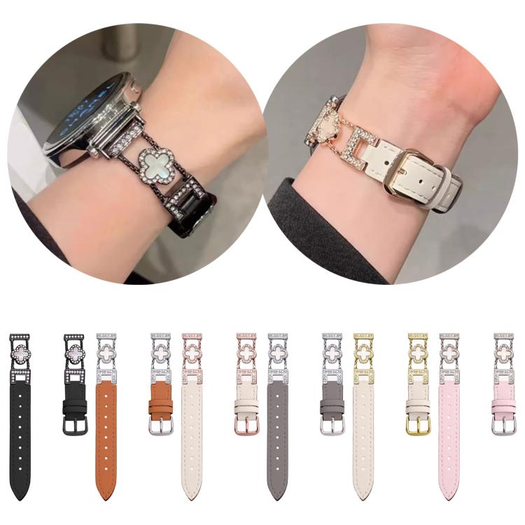 xDfind Four-leaf Clover Metal Hybrid Leather Watch Band