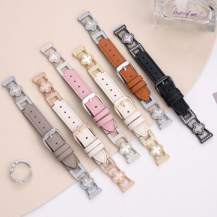 xDfind Four-leaf Clover Metal Hybrid Leather Watch Band