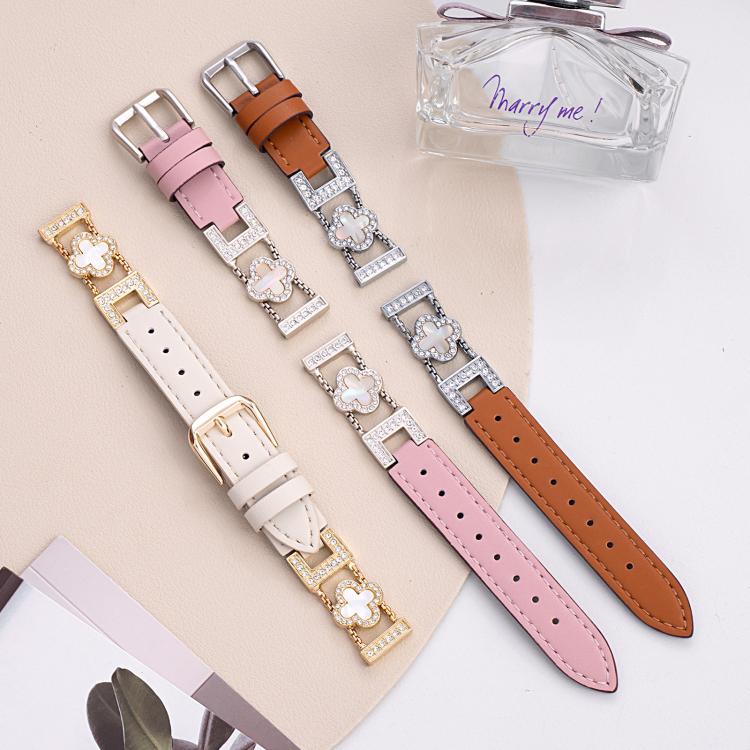 xDfind Four-leaf Clover Metal Hybrid Leather Watch Band