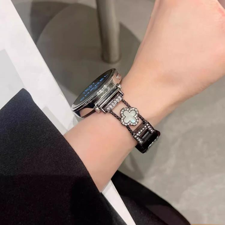 xDfind Four-leaf Clover Metal Hybrid Leather Watch Band