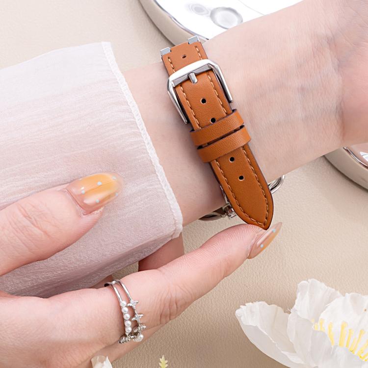 xDfind Four-leaf Clover Metal Hybrid Leather Watch Band, For Apple Watch 42 / 44 / 45 / 46 / 49mm