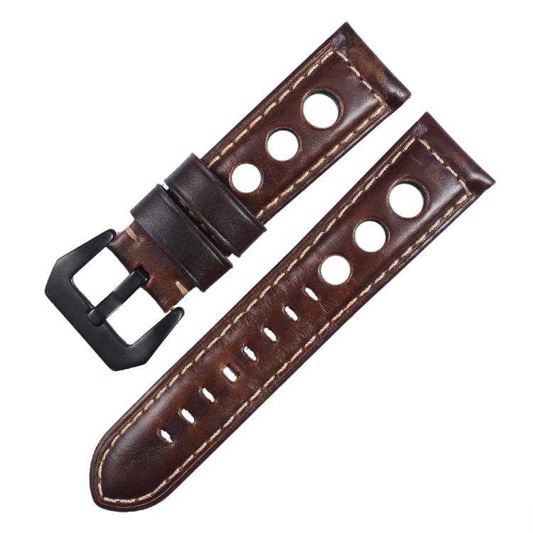 xDfind Three-hole Breathable Genuine Leather Watch Band, 20mm