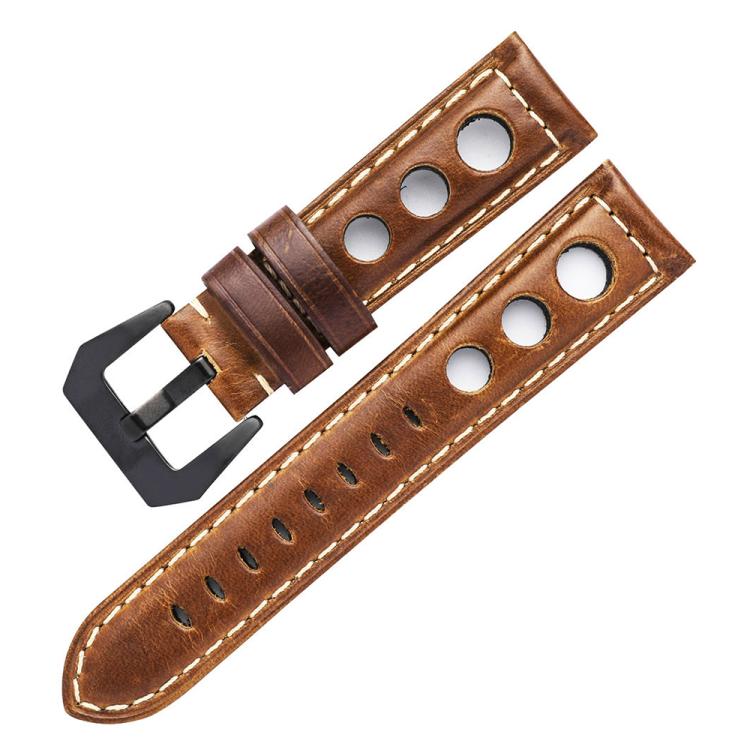 xDfind Three-hole Breathable Genuine Leather Watch Band, 22mm