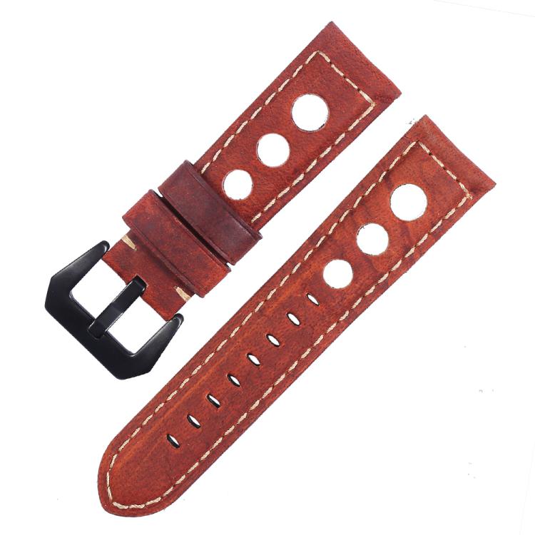 xDfind Three-hole Breathable Genuine Leather Watch Band, 22mm