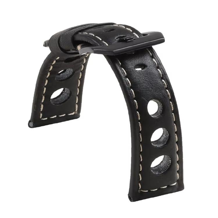 xDfind Three-hole Breathable Genuine Leather Watch Band, 24mm