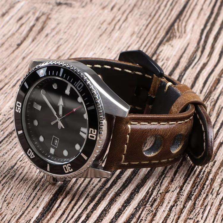xDfind Three-hole Breathable Genuine Leather Watch Band, 20mm