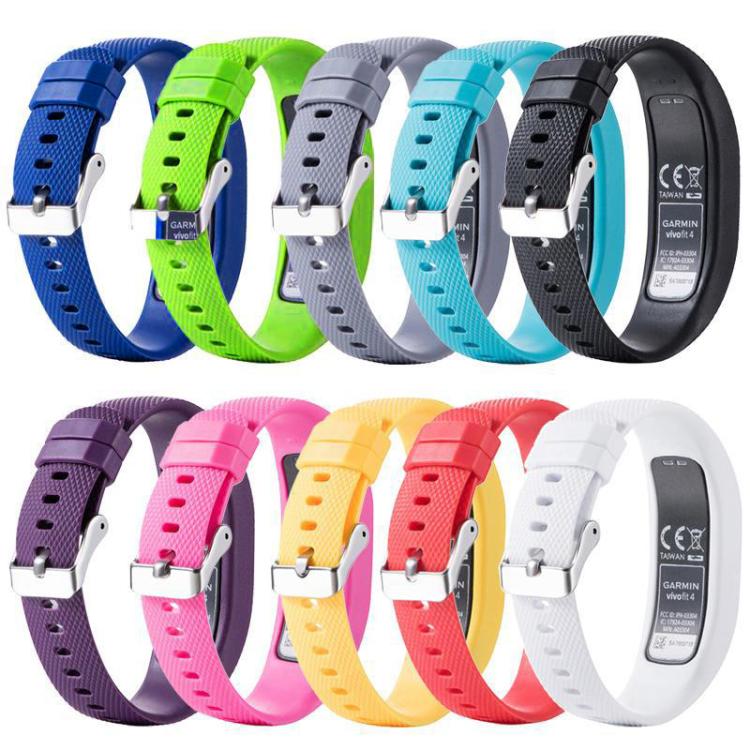 For Garmin Vivofit 4 xDfind Silver Buckle Silicone Sport Watch Band, L