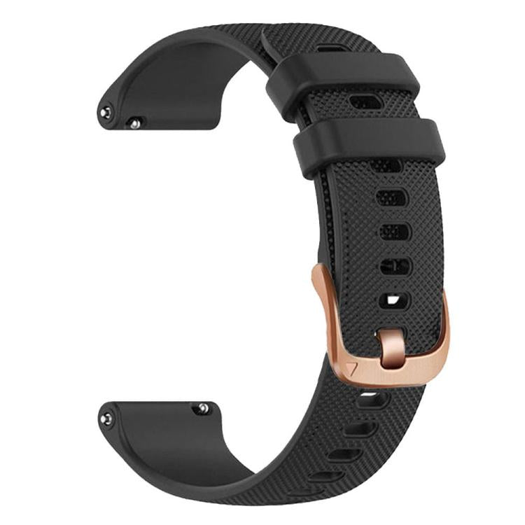 For Garmin Vivoactive 5 / Venu / Forerunner 165 xDfind Rose Gold Buckle Silicone Sport Watch Band, 20mm