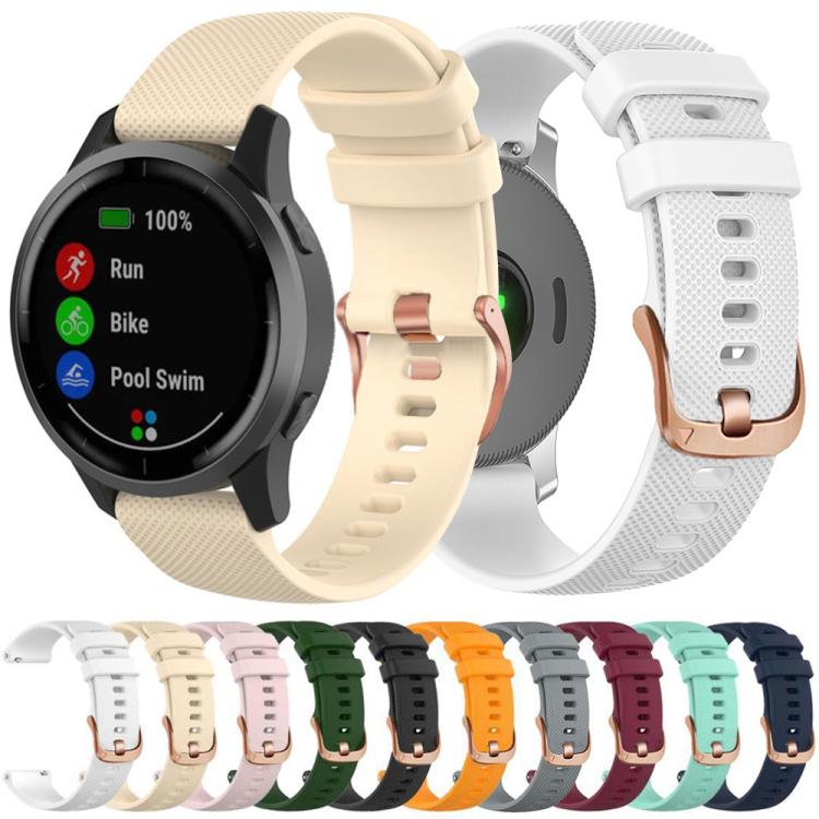 For Garmin Vivoactive 5 / Venu / Forerunner 165 xDfind Rose Gold Buckle Silicone Sport Watch Band