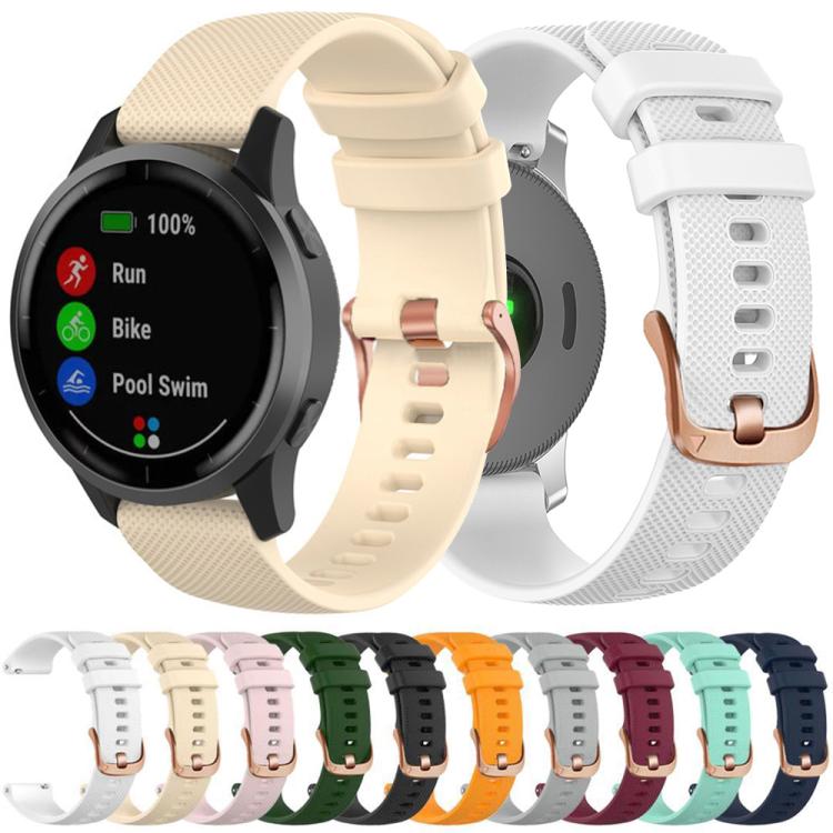 For Garmin Vivoactive 5 / Venu / Forerunner 165 xDfind Rose Gold Buckle Silicone Sport Watch Band