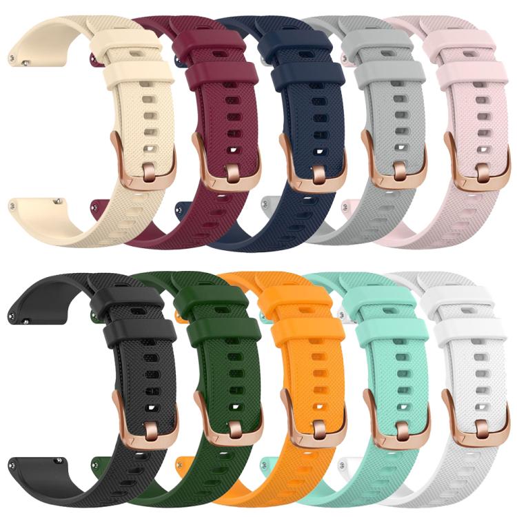For Garmin Vivoactive 5 / Venu / Forerunner 165 xDfind Rose Gold Buckle Silicone Sport Watch Band