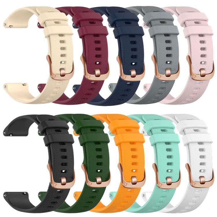 For Garmin Vivoactive 5 / Venu / Forerunner 165 xDfind Rose Gold Buckle Silicone Sport Watch Band, 20mm