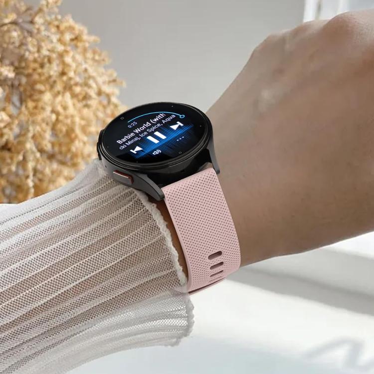 For Garmin Vivoactive 5 / Venu / Forerunner 165 xDfind Rose Gold Buckle Silicone Sport Watch Band, 22mm