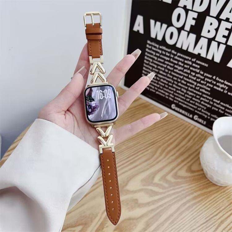 xDfind V-shaped Metal Hybrid Leather Watch Band