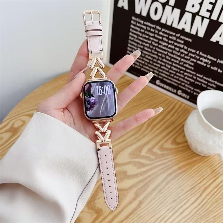 xDfind V-shaped Metal Hybrid Leather Watch Band