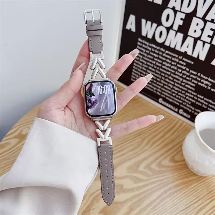 xDfind V-shaped Metal Hybrid Leather Watch Band