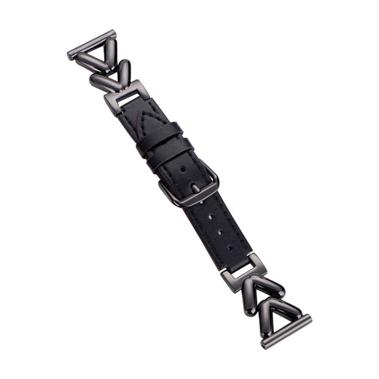 xDfind V-shaped Metal Hybrid Leather Watch Band
