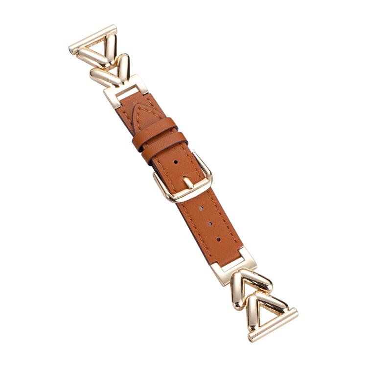 xDfind V-shaped Metal Hybrid Leather Watch Band