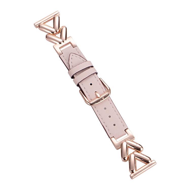 xDfind V-shaped Metal Hybrid Leather Watch Band