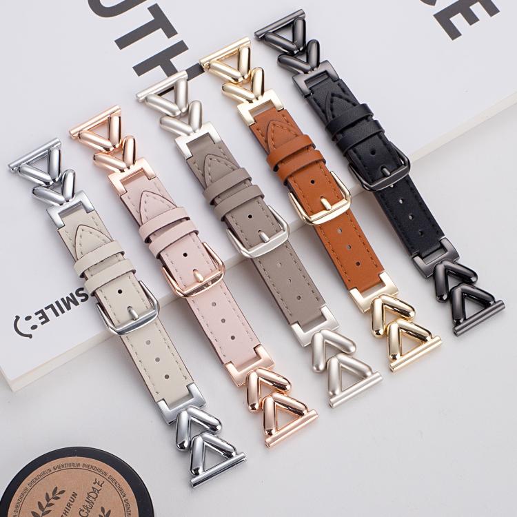 xDfind V-shaped Metal Hybrid Leather Watch Band