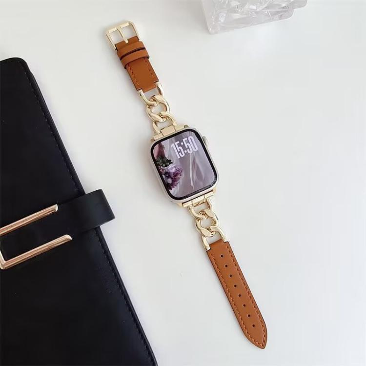 xDfind Denim Chain Metal Hybrid Leather Watch Band, For Apple Watch 38 / 40 / 41 / S10 42mm