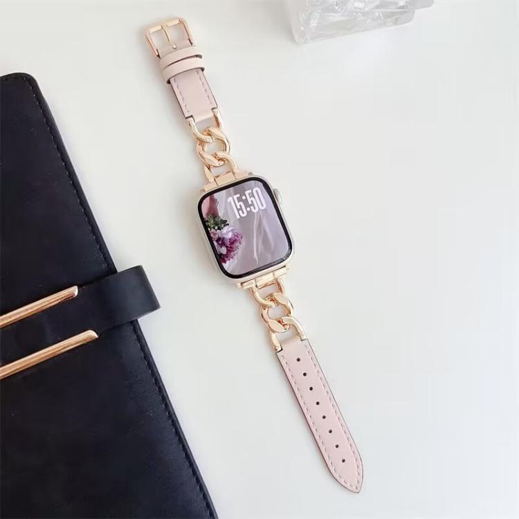 xDfind Denim Chain Metal Hybrid Leather Watch Band, For Apple Watch 38 / 40 / 41 / S10 42mm