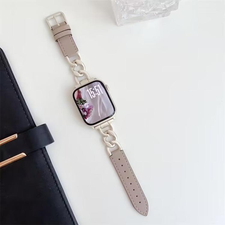 xDfind Denim Chain Metal Hybrid Leather Watch Band, For Apple Watch 38 / 40 / 41 / S10 42mm