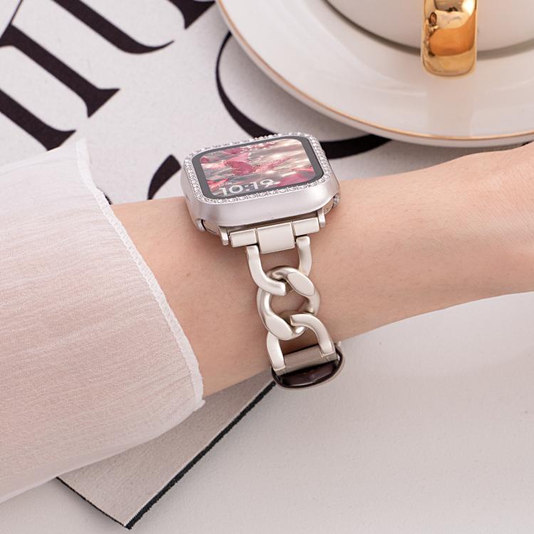 xDfind Denim Chain Metal Hybrid Leather Watch Band, For Apple Watch 42 / 44 / 45 / 46 / 49mm