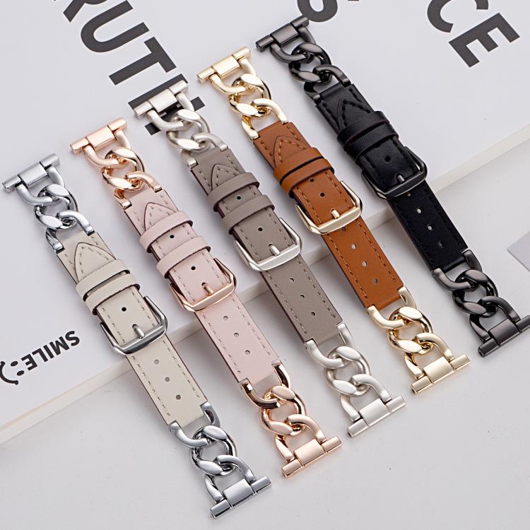 xDfind Denim Chain Metal Hybrid Leather Watch Band