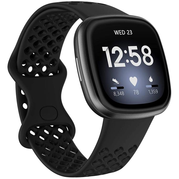 xDfind Breathable Holes Solid Color Silicone Watch Band For Fitbit Versa 3 / Sense, S