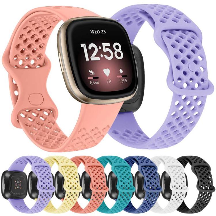 xDfind Breathable Holes Solid Color Silicone Watch Band For Fitbit Versa 3 / Sense, L