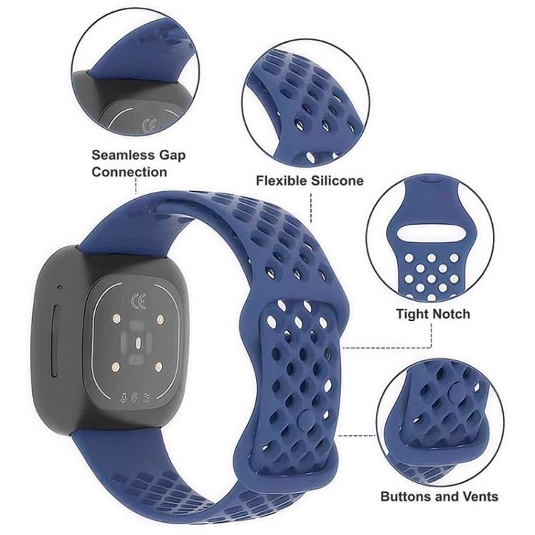 xDfind Breathable Holes Solid Color Silicone Watch Band For Fitbit Versa 3 / Sense, S