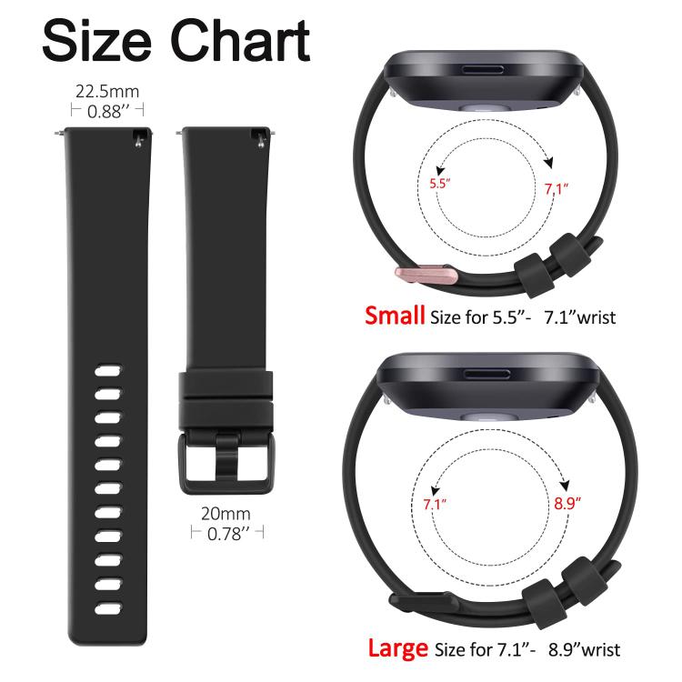 xDfind Solid Color Silicone Watch Band For Fitbit Versa 2, L