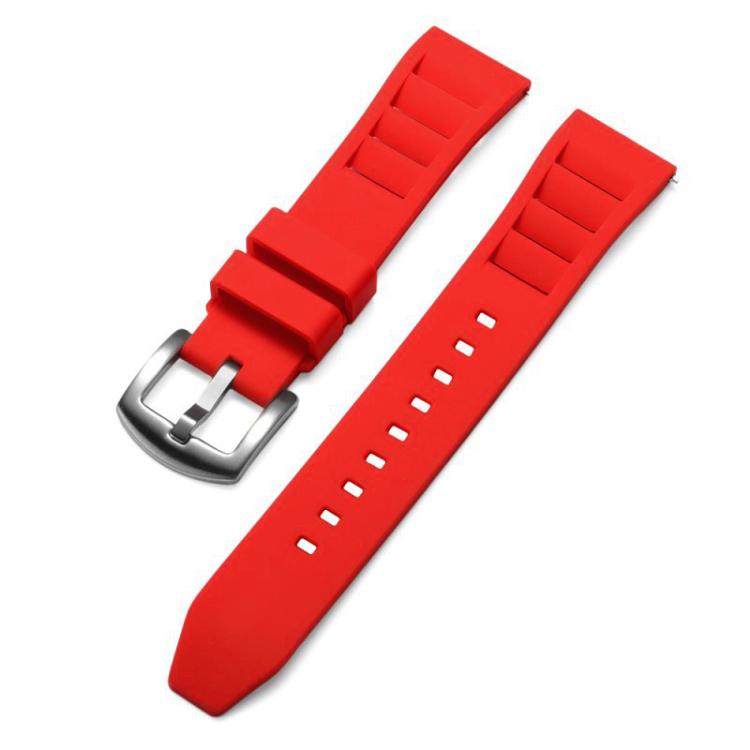 xDfind Silver Buckle Quick Release Silicone Watch Band, 20mm