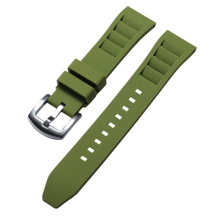 xDfind Silver Buckle Quick Release Silicone Watch Band, 22mm