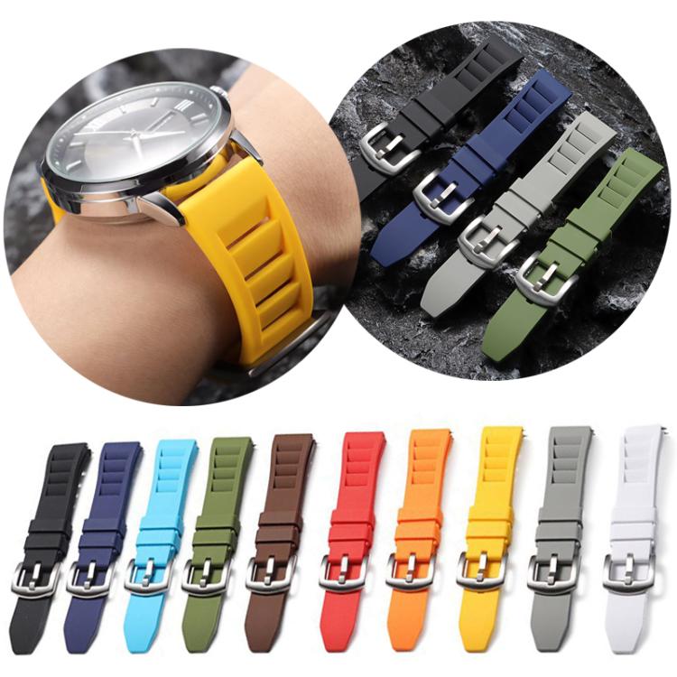 xDfind Silver Buckle Quick Release Silicone Watch Band, 20mm